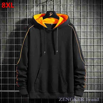 Stor størrelse man hætte sweatshirt mænds tendens langærmet pullover hoodie mand plus size jakke efteråret mænds jakke 8XL 7XL