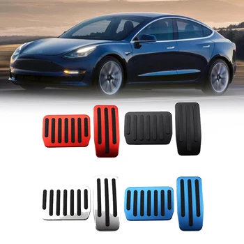 Aluminium Legering fodpedal til Tesla Model 3 Accelerator Gas bremsepedalen Resten Pedal Puder Måtter Dække Bil Styling Tilbehør