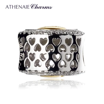 ATHENAIE 925 Sølv med Bane Klare CZ Vidunderlige Kærlighed Hjerte vedhæng Passer til Alle Europæiske Armbånd Halskæde