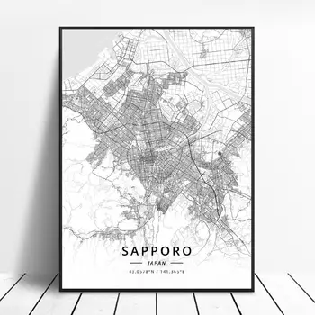 Osaka Sappor Yokohama Tokyo Japan Lærred Kunst Plakat Kort
