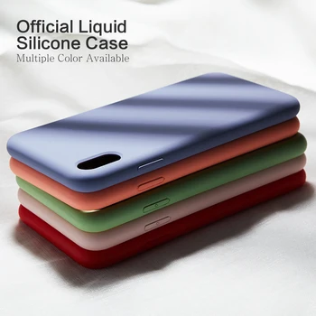 Original Silikone Case Til iPhone 7 8 Xs Antal Luksus Sag Plain Farve Silicon Cover Til iPhone 6 6s Plus X XR Funda Coque Capas