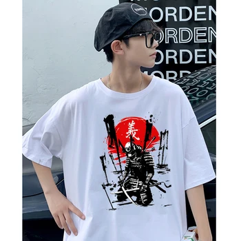 Harajuku t-shirts Overdimensionerede Sommeren Kølig, Mænd/Kvinder, Hip Hop Mode Samurai Print Tshirt Mænd Streetwear T-shirts med Korte Ærmer