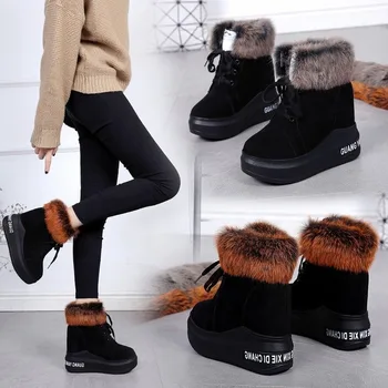 Ny 2020-Kvinder Mode Varm Vinter Sne Støvler, Stilfuld Ankel Støvler-Wedge-Platform 10,5 CM Høje Hæle Støvler Botas De Mujer