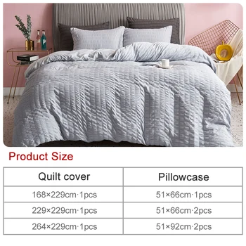 Classic-sengetøj sæt 3 størrelsen grå gul blå Seersucker sengelinned 3pcs/set duvet cover sæt Rene lagen, dynebetræk 2020