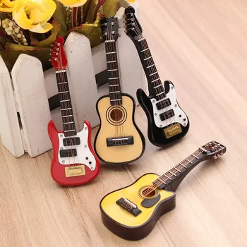 Kiwarm Nye 1/12 Scale Dukkehus Miniature Guitar Tilbehør Instrument DIY-Side for Home Decor Børn Gave Træ Håndværk Pynt