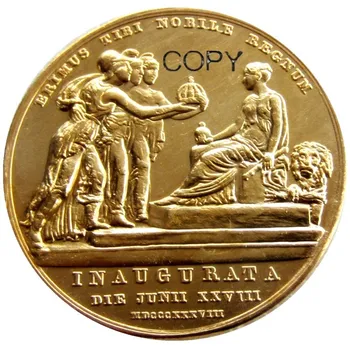 UK 1838 Victoria Kroning Medaljon Forgyldt Kopiere Mønter