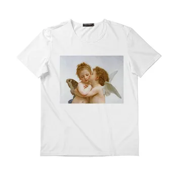 Kawaii Angel maleri Kvinder t-shirts Mode Nye Sommer Løse Korte Ærmer O-hals Casual Tøj Søde sjove Tumblr Toppe Tee