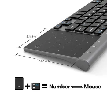 Mini-2,4 G Ultra-tynd Trådløse Tastatur Med Tal Touchpad Numeriske Tastatur til Windows Tablet Desktop, Bærbar PC 59 Nøgler Splint