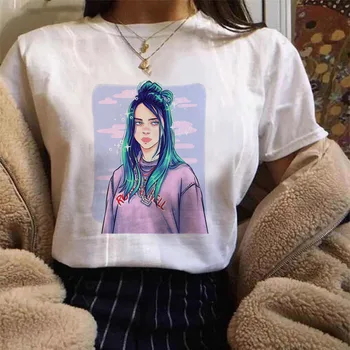 Kvinder Ullzang Sød T-shirt Grunge Æstetisk Grafisk Tshirt 90'erne Mode Top Tees Kvindelige Bilie Eilish T-Shirt Harajuku T-Shirt