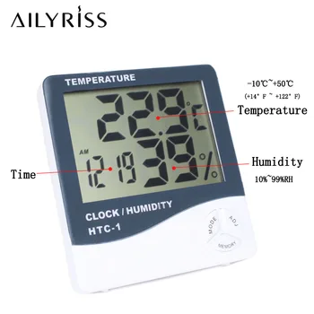 Indendørs Digital LCD-Temperatur Luftfugtighed Meter Termometer Hygrometer vejrstation Vækkeur til Eyelash Extension Forsyninger