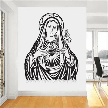 Hjertet af Jomfru Maria Wall Sticker Hjem Indretning Stue Klassiske Katolske kirke vægoverføringsbillede Adesivo de parede Vægmaleri A712