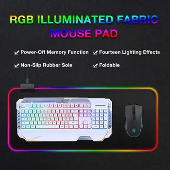 2019 Varmt Lysende Gaming musemåtte Farverige Overdimensionerede Glødende USB LED Udvidet Oplyste Tastatur PU Non-slip Mat Tæppe