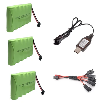 7.2 v 2800mah NIMH Batteri og USB Oplader 5in1 kabel sæt for RC toy Bil, Båd PISTOL TANK Lastbil Tog RC toy model 7,2 v Batteri