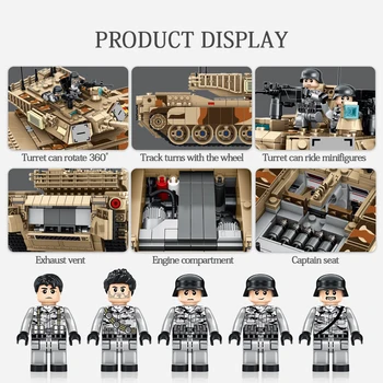 PANLOS Kompatibel Med LegoINGlys byggesten MOC Abrams kampvogne DIY Bygge-Model Børns Legetøj Sticker Gave