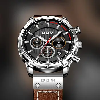 DOM Safir Sport Ure til Mænd Top Mærke Luksus Militære Læder armbåndsur Mand Ur Kronograf Armbåndsur M-1320L-1M