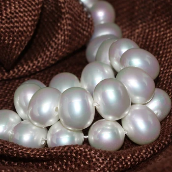 13*15mm naturlig hvid shell pearl perler ovale fine smykker at gøre høj kvalitet, luksus kvinder fashoin løse perler 15inch B2277