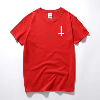 2017 Nye Mode Satan Hovedet på Tværs af Sjove T-Shirt i Bomuld kortærmet T-shirt Tilbede Satan T-shirt plus size mænd