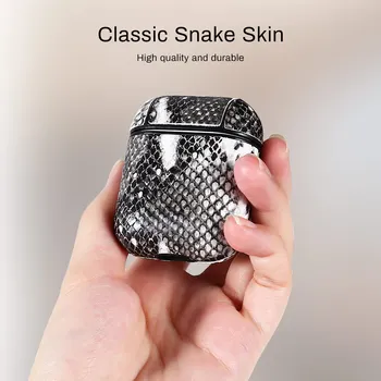 Sexet Snake Skin Taske Tilfældet For Apple AirPods Trådløs Bluetooth-Hovedtelefon Læder Taske Til Luft Bælg Funda Dække Opladning Max Tilfælde