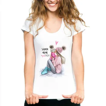 Mors Kærlighed T-shirts til Kvinder, Mødre og Duaghter Hvid T-shirt til Sommeren Korte Ærmer Kvindelige T-shirts Top 2019 Mode T-Shirt