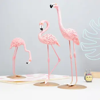 Desktop Dejlig Pink Flamingo Figur til Pige Hot Valentines 1 Sæt Flamingo Mini Skulptur Statue Hjem Dekoration