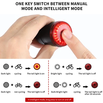 Smart Brake Sensing Cykel baglygte Auto Start/Stop Vandtæt Lommelygte LED USB-Genopladelige Cykel Sadel Sadelpind Baglygte
