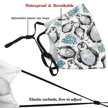 Pingvin - Ved Gengerelle Genanvendelige Munden Ansigt Maske Anti Haze Støvtæt Maske Med Filtre Til Barn Voksen Pingvin Gengerelle