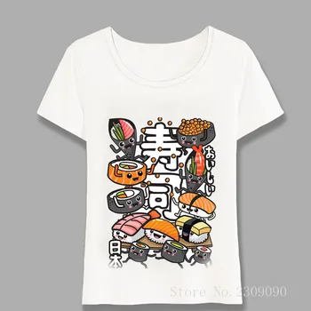 Japan Style Søde Sushi Kawaii T-Shirt Fashion Kvinder T-Shirt Sjove Tegneserie Animationsfilm Design Casual Pige Toppe Søde Tees Harajuku