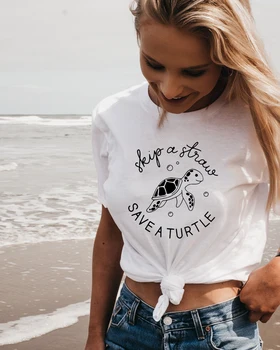 Springe Et Strå Gemme En Skildpadde Grafiske Tees Kvinder T-shirt til Sommeren Korte Ærmer Æstetiske Tops Tees Camisetas Mujer Tumblr Tøj