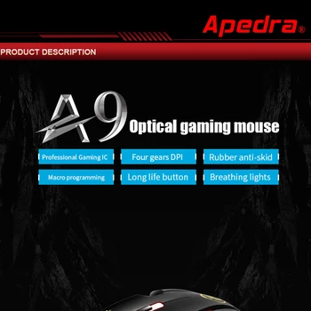 Apedra IMICE Gaming Mus Ergonomisk Kablede Mus 6 Nøgler LED-3200 DPI Programmerbare Mus Gamer Mus Tavs Mause med Baggrundslys fo