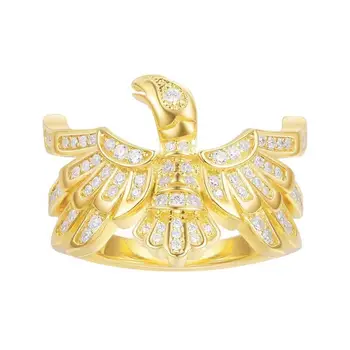 SLJELY Høj Kvalitet 925 Sterling Sølv, Guld Farve Thunderbird Finger Ringe Micro Bane Cubic Zirconia Kvinder Luksus Smykker