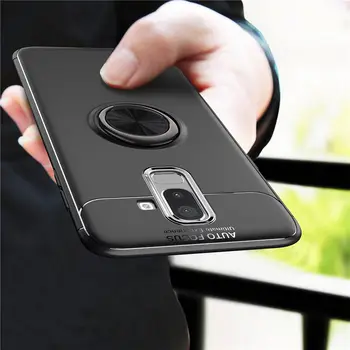 For Samsung Galaxy J8 2018 J810F Sag Bil Holder Stand Magnetiske Beslag Finger Ring-Silikone TPU Cover Til Samsung J8 2018