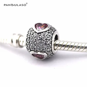 Valentine ' s Bane Heart Perler Til smykkefremstilling Kvinde DIY Charms Passer Oprindelige Armbånd 925 Sterling Sølv Smykker Perle