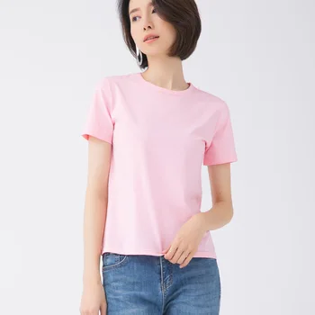 LXS22 Sommeren løs og alsidig simple kort-langærmet T-shirt
