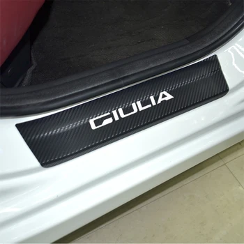 Bil Sticker Til Alfa Romeo Giulia Carbon Fiber Vinyl Klistermærke Bil Dør Karmen Protector Scuff Plate Bil Tilbehør 4stk