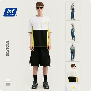INFLATIONEN Overdimensionerede Mænd T-shirt Hip Hop Mænd Tshirt Boy Tee Shirt Homme 250G T-shirt i Bomuld Hip Hop Streetwear Mænd Tshirt 1057S20