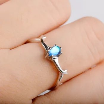 MosDream Elk Horn s925 Sølv Ring Blå Gradient Gemstone Mode Kvindelige Ring Finger Ring Dejligt Temperament Ringe til Kvinder