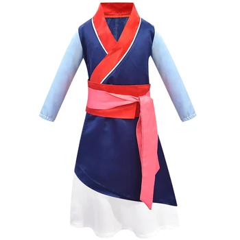 Stil Piger Hua Mulan Kostume med Paryk Sværd Børn Søde Pige Prinsesse Cosplay Mulan Dress Børn Traditionel Kinesisk Tøj