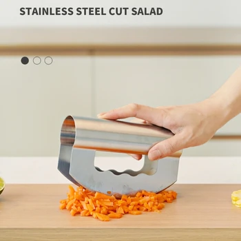 Salat Chopper med Beskyttende Dække Mezzaluna Hakning Knive Vegetabilske Kniv 27RF
