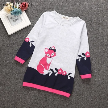 Piger bomuld lang frakke efteråret børns sweatshirt til børn piger tøj langærmet pullover tegnefilm fox mønster