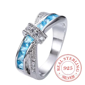 925 Sterling Sølv Smykker, Vintage Lilla Krystal Parrets Bryllup Sølv Ringe til Kvinder, Mænd Mode Anel De Prata Bijoux