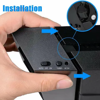 For PS4-konsol, køleskab, ventilator til PS4 eksterne USB-5-fan Temperatur kontrol for Playstation 4 konsol