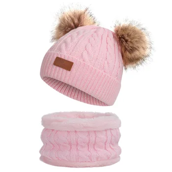 2020 Baby Hat, Tørklæde Strikket Sæt Plys Vinter Varm Passer til 3 År Gamle Drenge Og Piger Bomuld Vinteren Barn, Hat, Tørklæde gorro beanie