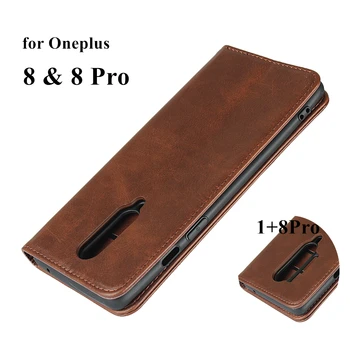 Læder taske Til Oneplus 8 Pro 1+ Et Plus 8 Pro Flip case-kortholderen Hylster Magnetisk tiltrækning Dække Sagen Pung Sag