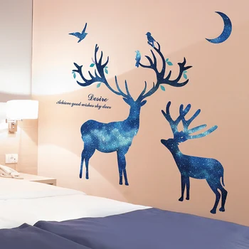 Tegnefilm Hjorte Wall Stickers DIY Dyr vægoverføringsbilleder for Kids Baby Soveværelse Børnehaven Hjem Dekoration