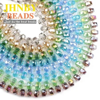 JHNBY Hjul form Østrigske krystal perler, Flade runde, 8x6mm 50stk glas Løse perler til smykkefremstilling-Armbånd Tilbehør DIY
