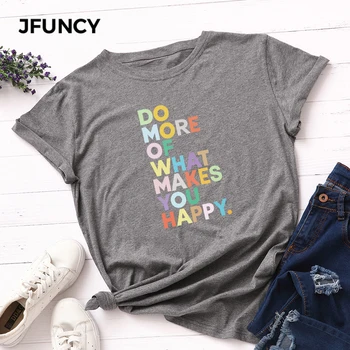 JFUNCY Plus Size Sommer T-shirts Kvinder, Bomuld, T-Shirt Brev Trykt Kvinde t-shirt Kort Ærme Løs Toppe Kvindelige t-Shirt