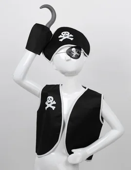 Kids Classic Pirat Kostume Halloween cosplay kostumer Kraniet Øje Vest Hat Blinder Krog Drenge Pige Performance Fest Kostumer