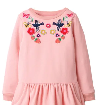 Toddler Kjoler Piger, Tøj, Bomuld Langærmet Baby Piger Dress Farve Pink Fødselsdag Prinsesse Kjole Kostume Til Børn-Tøj