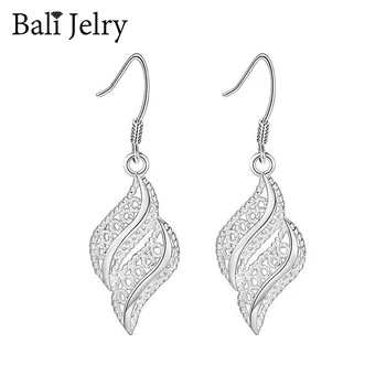 Bali Jelry Trendy Sølv 925 Øreringe Jewerly Geometrisk Form Hule Drop Ørering Tilbehør til Kvinder, Bryllup, Engagement Party