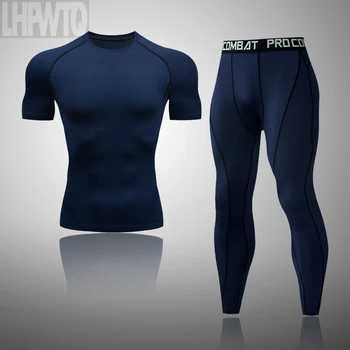 Ensfarvet T Shirts Mænd er Sommer Slank Sport Mænds Sportstøj jogging Dragter, Tøj, træningsdragt, t-shirt +bukser Og Fitness Tights